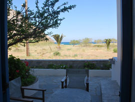 The beach of Kamares from the hotel room Aphrodite